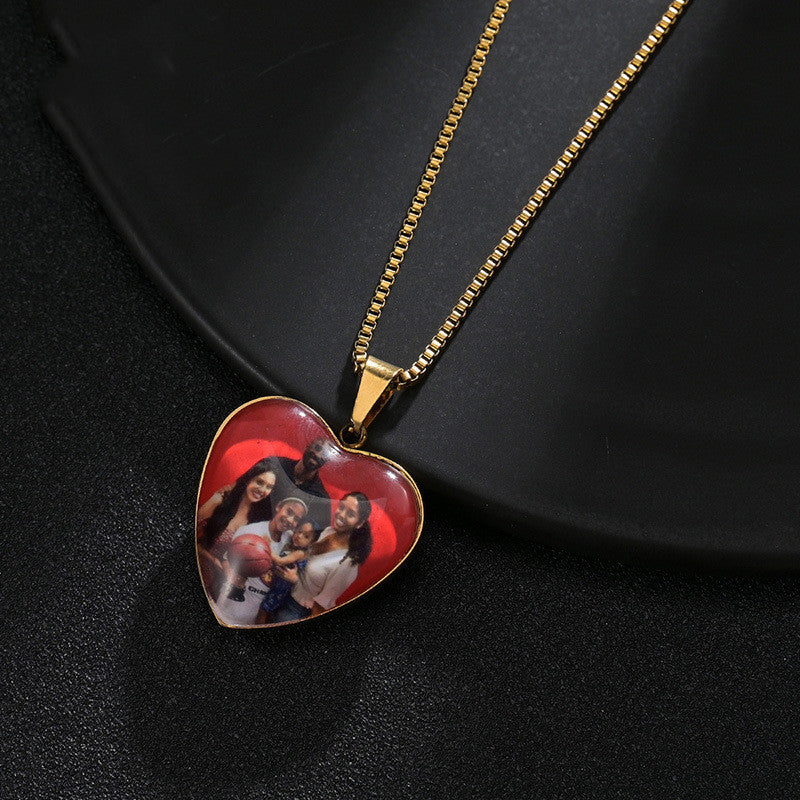 Custom Heart Photo Necklace
