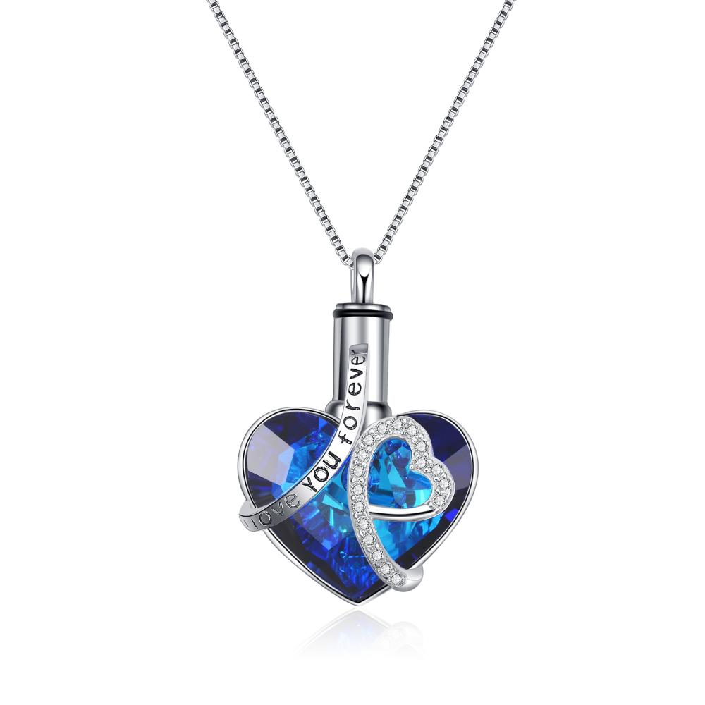Sterling Silver Heart Cremation Urn Necklace
