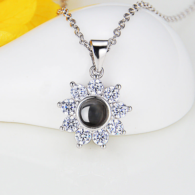 Personalized Sunflower Photo Projection Necklace