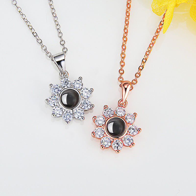 Personalized Sunflower Photo Projection Necklace