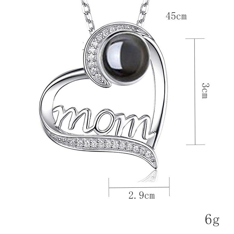 MOM Heart-Shaped Projection Necklace