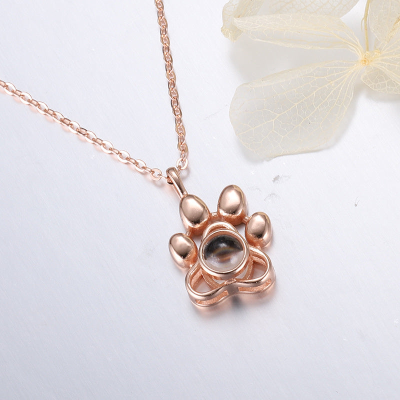 Dog Paw Projection S925 Silver Necklace