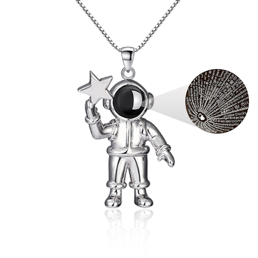 One Hundred Languages Astronaut Projection Stone Necklace Pendant