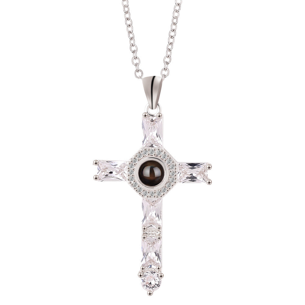 Cross Projection Necklace With Picture Inside