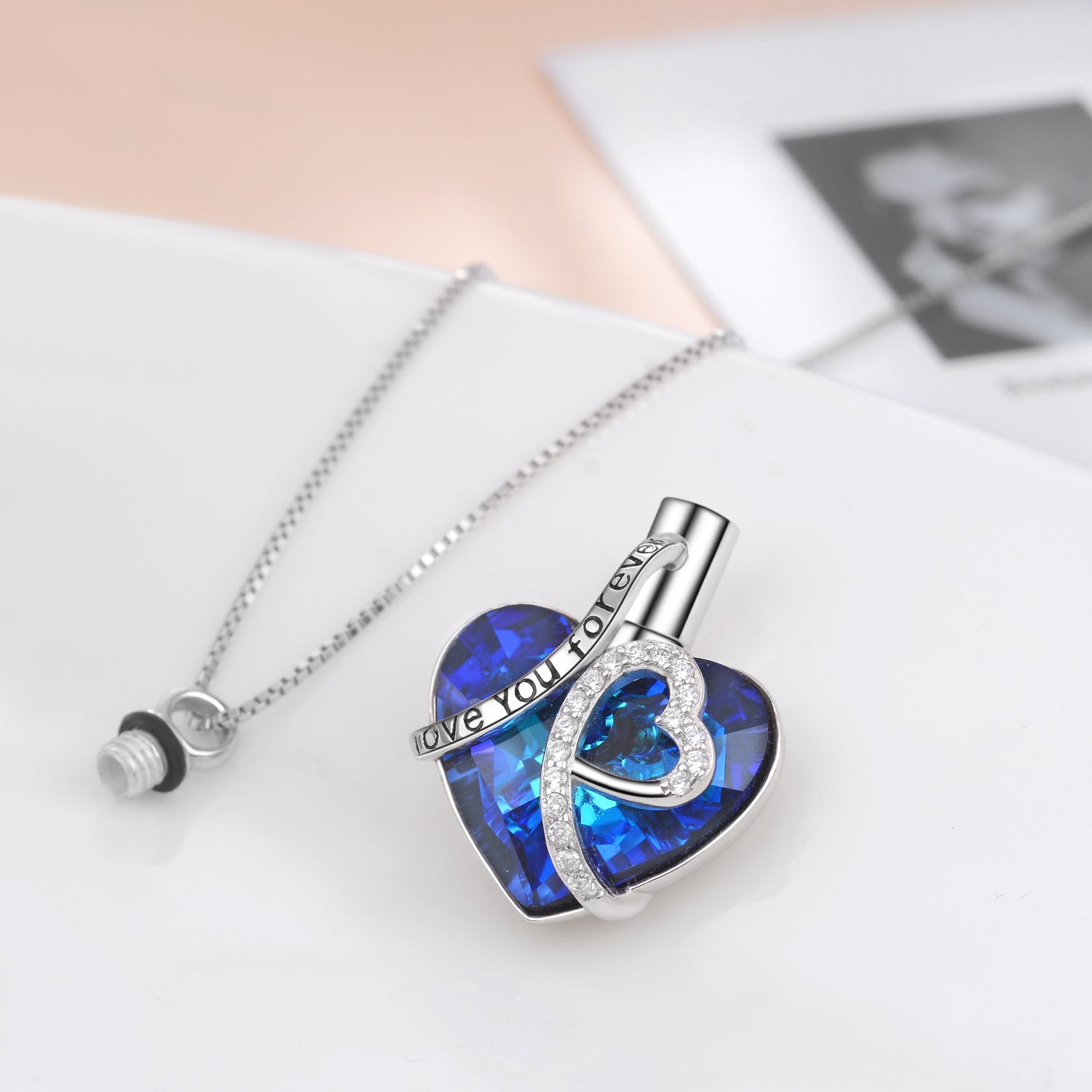 Sterling Silver Heart Cremation Urn Necklace