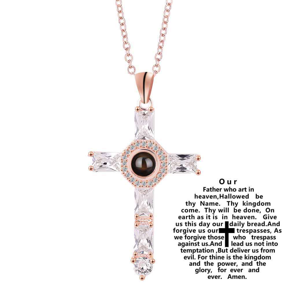 Cross Projection Necklace With Picture Inside