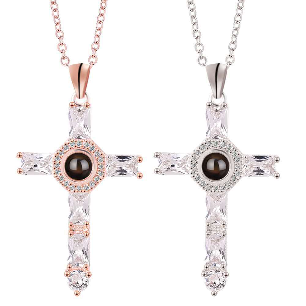 Cross Projection Necklace With Picture Inside